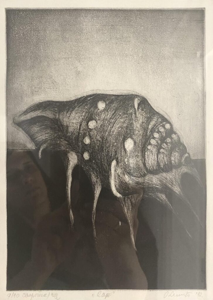 Skoljka, kombinovanje tehnika duboke štampe, bakropis&akvatinta